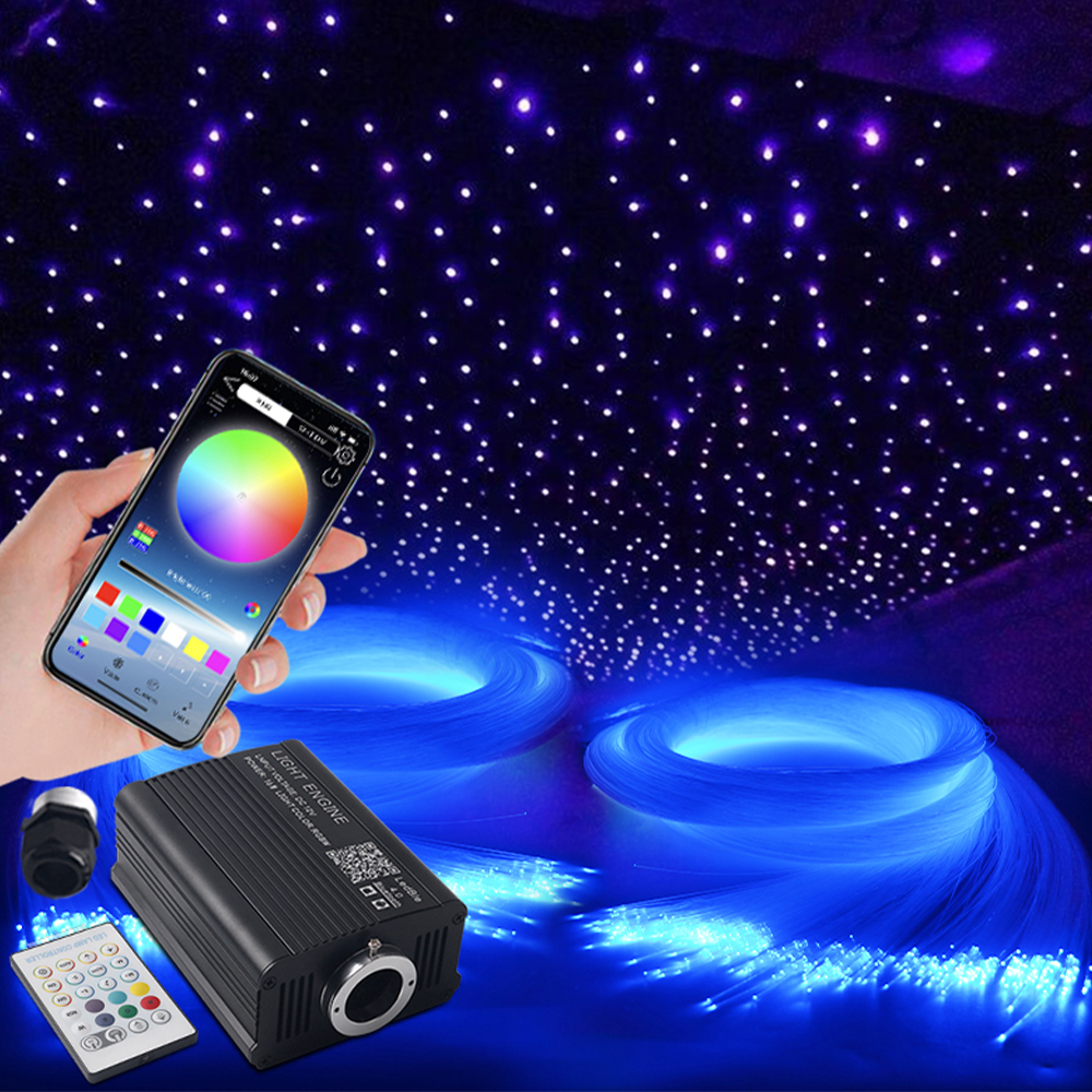 16W LED Twinkle RGBW Światłowód dachowy Gwiaździste niebo Światła do wnętrza samochodu Zestaw oświetlenia sufitowego APP Sterowanie muzyką Lampa otoczenia LED