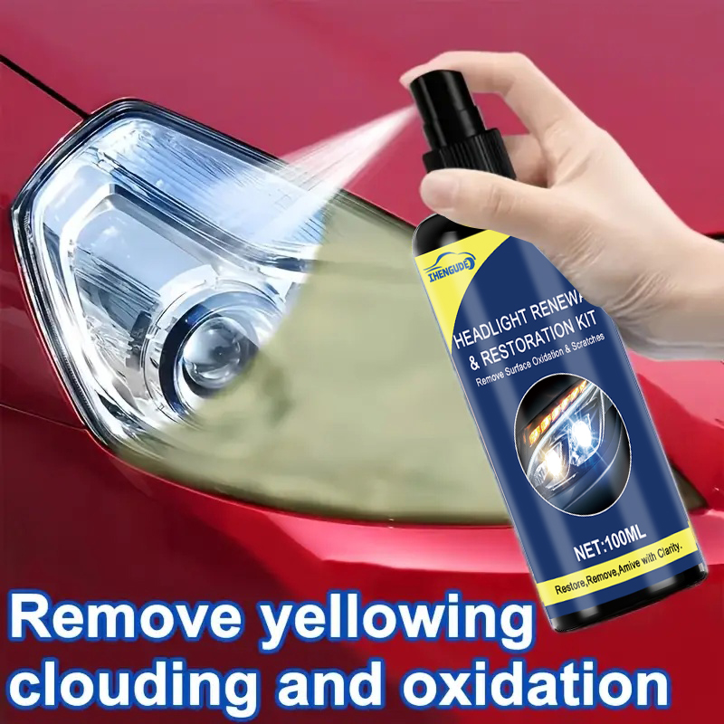 100 ml keramische koplampherstelspray, premium autokoplampreparatietool - verwijdert vergeling en oxidatie, herstelt de helderheid, langdurige lichtcoatingbeschermingsspray