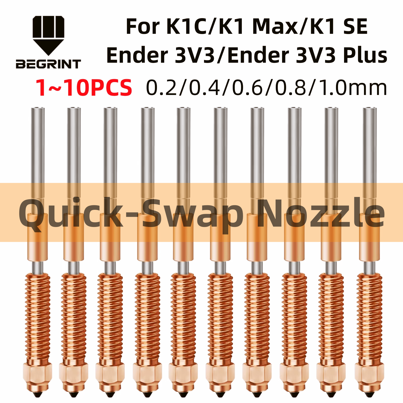 1-10 SZT. Dysze Szybkozłączne Do Creality K1C K1max Ze Stali Hartowanej 0.2/0.4/0.6/0.8/1.0mm Do Drukarki 3D Ender 3 V3/Ender 3 V3 Plus
