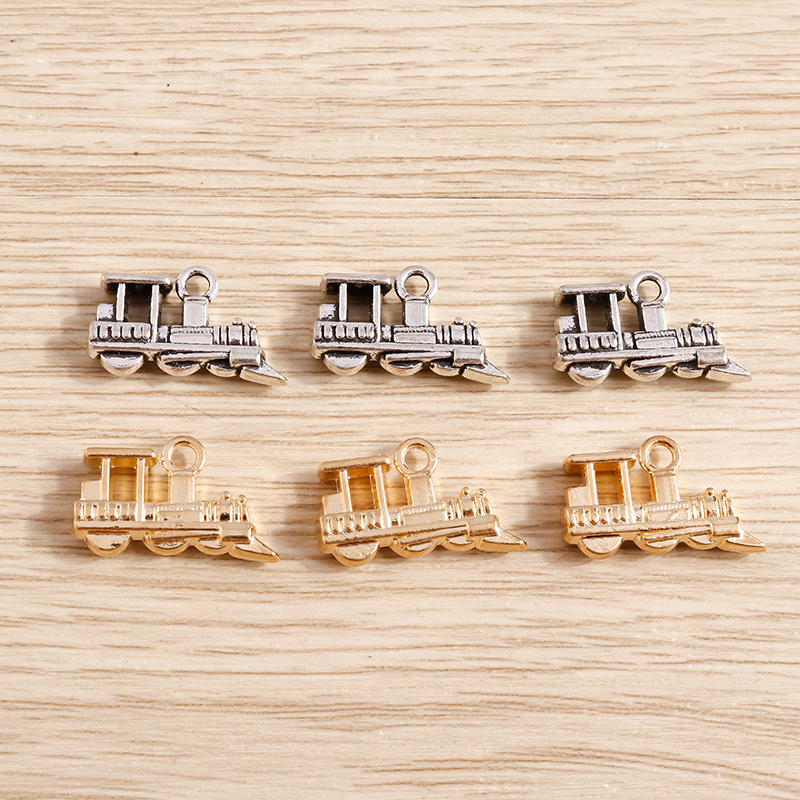 10 Uds. De bonitos colgantes de tren de aleación de 19x11mm para fabricación de joyería DIY, pendientes, collares, pulseras, accesorios de Artesanías hechas a mano