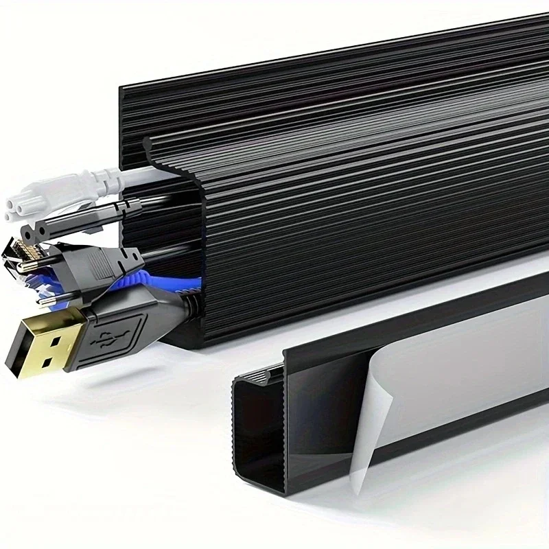 Gestión de cables debajo del canal de escritorio, ocultador de cables de entrada, bandeja de cables de escritorio, sin perforación, bandeja de gestión de cables debajo del escritorio