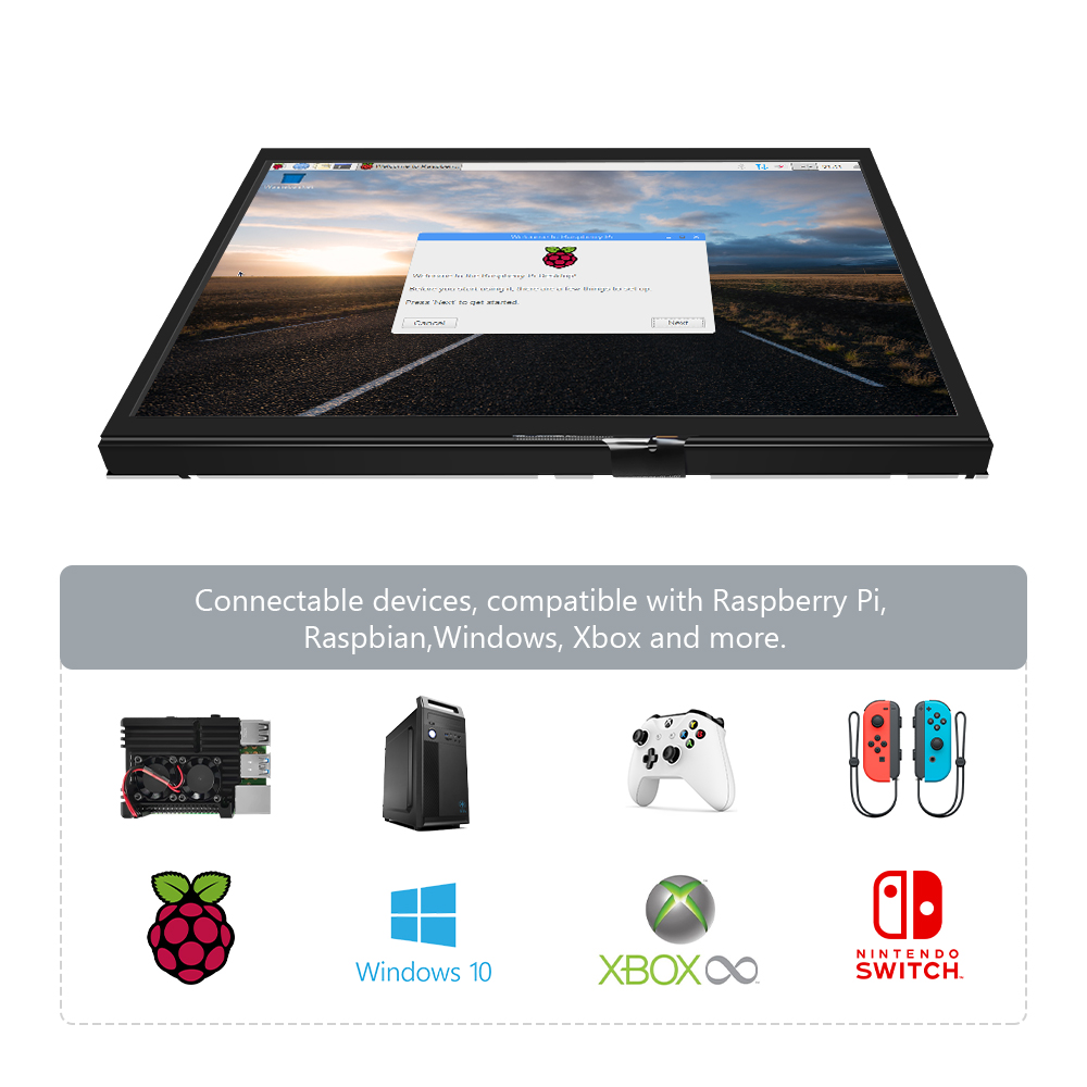 10,1-calowy monitor komputerowy LCD (HDMI) z ekranem dotykowym 1024*600, obsługuje Raspberry Pi, Jetson Nano, Win10 itp.