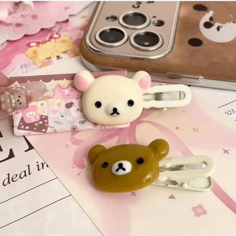 Easy Bear Cute Hairclip Girls Rilakkuma Copricapo Cartoon Easy Bear Clip per capelli Lazybear Sweet Clip Accessori per capelli Regali