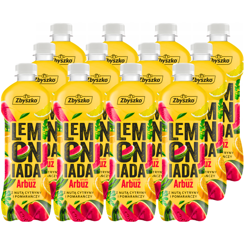 Zbyszko Lemoniada smak arbuz z nutą cytryny i pomarańczy 555 ml x 12 sztuk