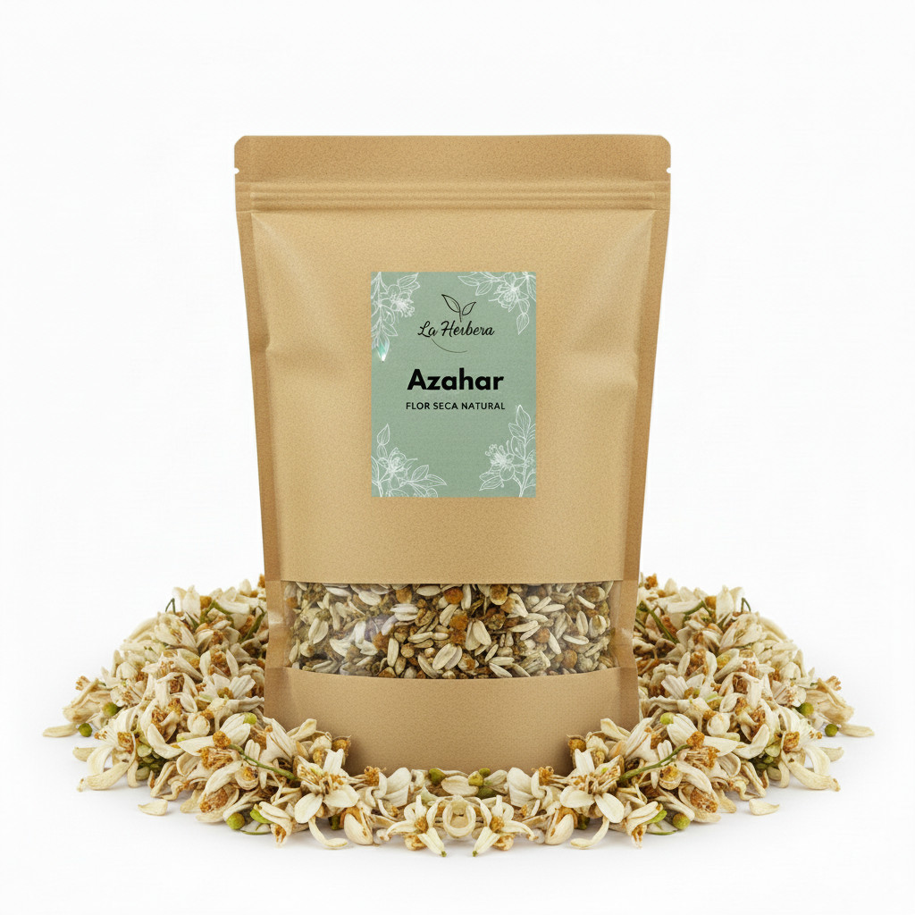 La Herbera |   Azahar Citrus aurantium flor entera, naranjo amargo, flor de azahar |   Infusión relajante, repostería, cosmética artesanal |   Flor seca a granel |   Envasado en España, selección artesanal, Flores de Naranjero