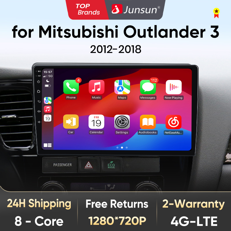 Junsun V1 Bezprzewodowe radio samochodowe CarPlay Android dla Mitsubishi Outlander 3 GF0W GG0W 2012-2018 Samochodowe multimedia GPS 2din autoradio