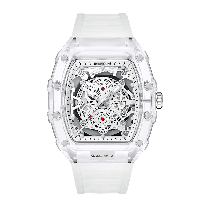 Reloj UTHAI BK134 a la moda para hombre, reloj de cuarzo transparente resistente al agua con forma de barril, reloj deportivo, relojes de regalo para hombre