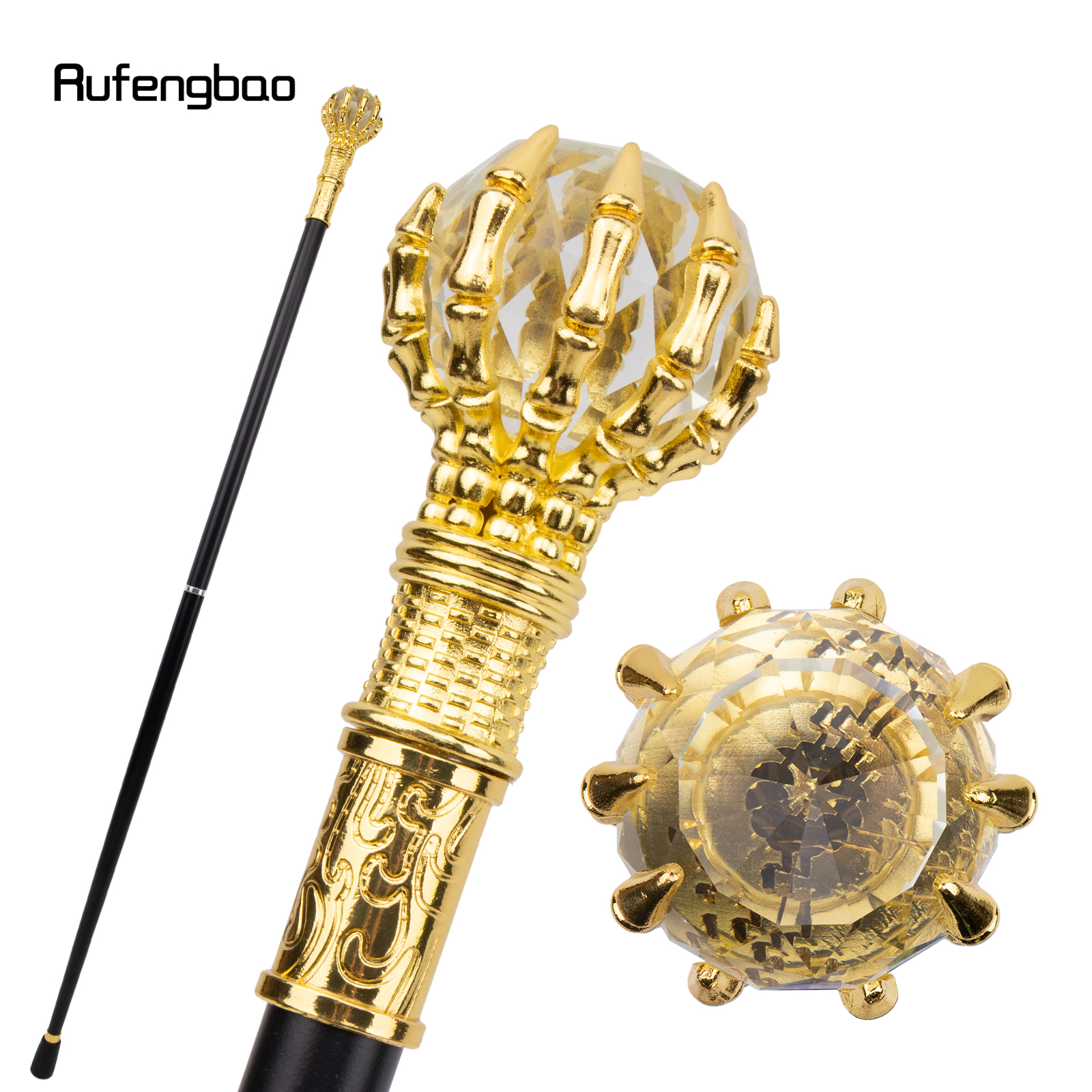 Bastón para caminar Steampunk con bola de cristal transparente, bastón decorativo a la moda para caballero, perilla de crosier de lujo, bastón para caminar de 97cm