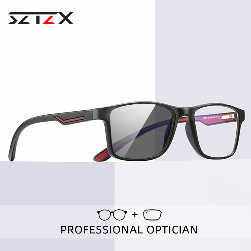 SZTZX Occhiali da lettura classici fotocromatici anti-luce blu TR90 Occhiali ottici quadrati Miopia Ipermetropia Occhiali da vista