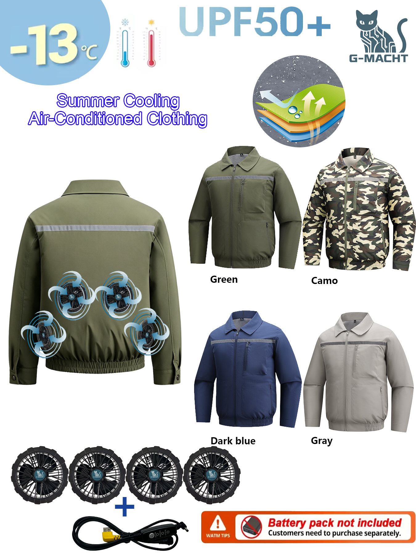 Colete de Ar Condicionado para Verão com 4 Ventiladores, Jaqueta Ultraleve para Homens e Mulheres, Proteção Solar, Corta-Vento para Viagens, Pesca e Esportes
