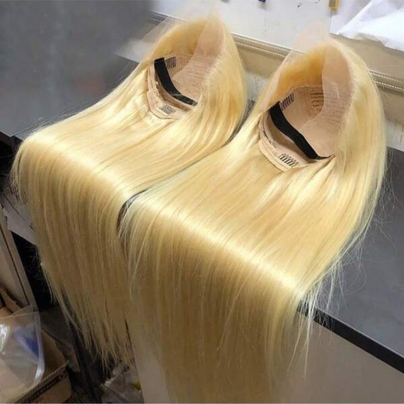 Pas cher 40 42 pouces 613 blond droit perruques de cheveux humains 13x4 13x6 HD dentelle frontale perruques Remy miel blond os droite dentelle avant perruque