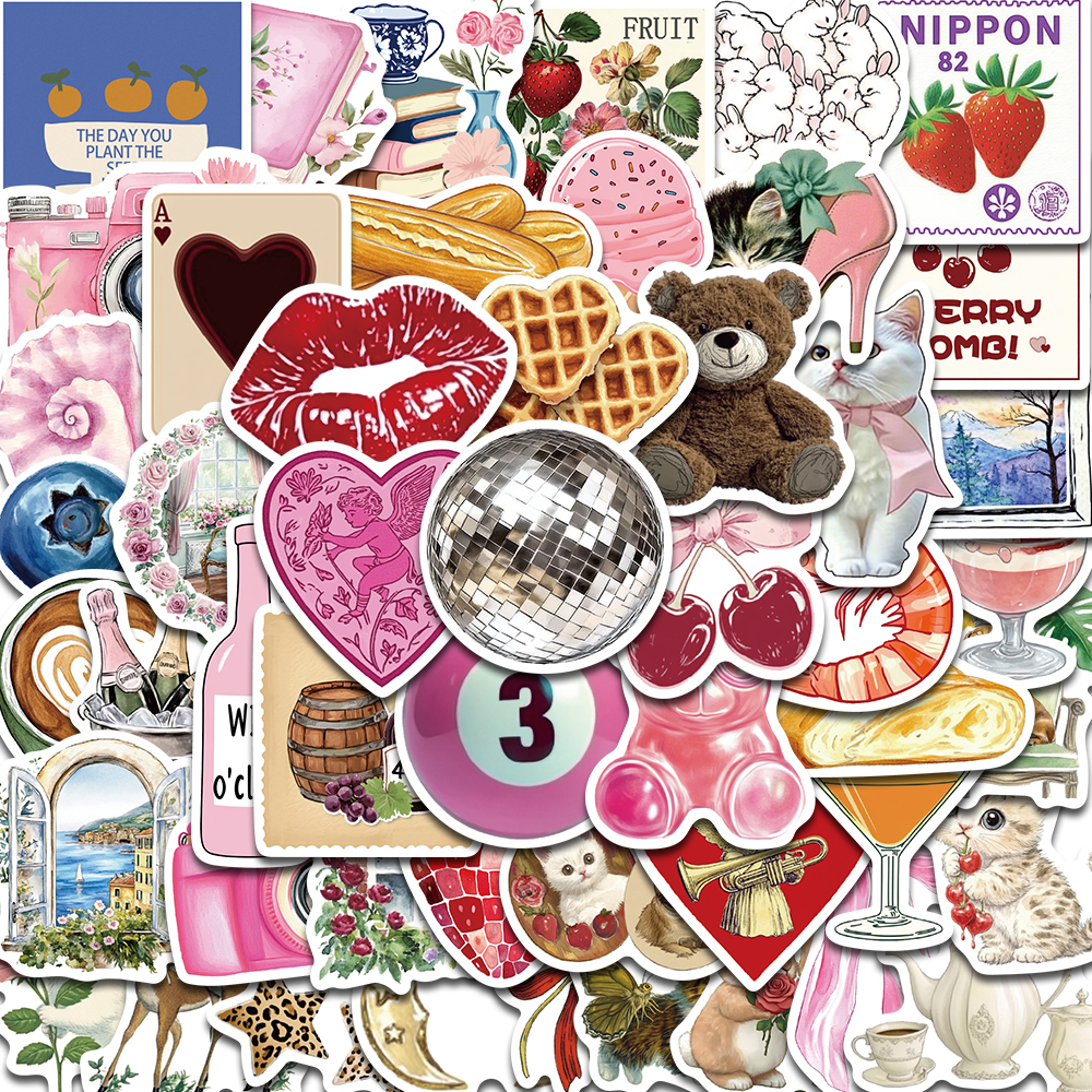 Autocollant Pinterest esthétique, 50 pièces, décoration mode Harajuku pour ordinateur portable, bagages, décor de Bar mural créatif, Streetwear, autocollant créatif