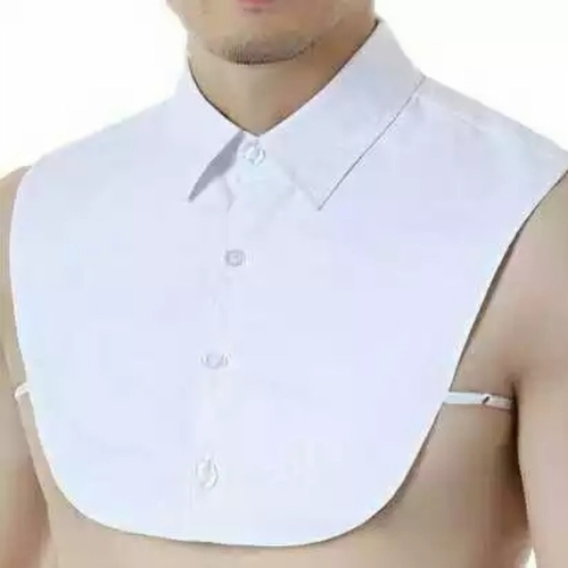 Camisas masculinas gola falsa roupa de negócios cor sólida gola falsa all-match primavera e verão algodão formal wear