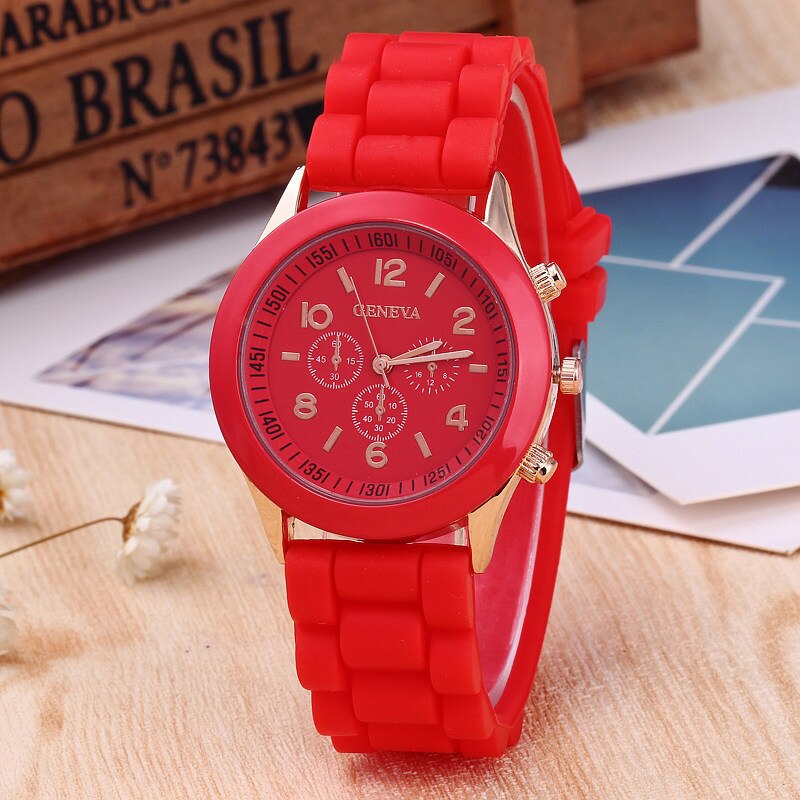 Reloj mujer นาฬิกาผู้หญิงแฟชั่น2023นาฬิกาควอตซ์ซิลิโคนสีแดงหรูหราของขวัญนาฬิกาสำหรับผู้หญิง relogio feminino