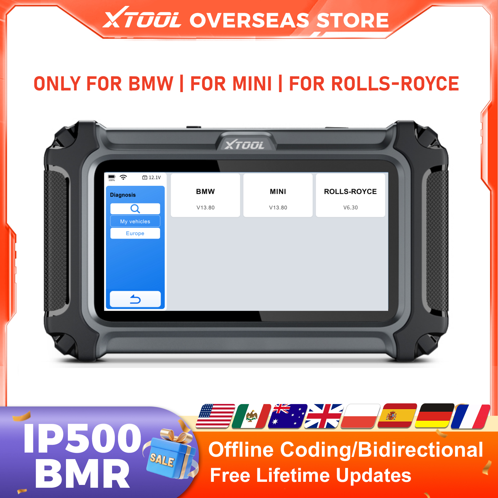 XTOOL IP500 dla BMW dwukierunkowe narzędzie skanujące OBD2 z kodowaniem ECU 23+ usługi resetowania kodowanie wtryskiwacza dożywotnia bezpłatna aktualizacja