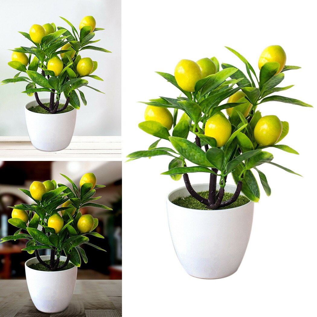 18CM Künstliche Früchte Zitrone Simulierte Bonsai Hause Dekoration Topfpflanze Wohnzimmer Ornament Gefälschte Baum