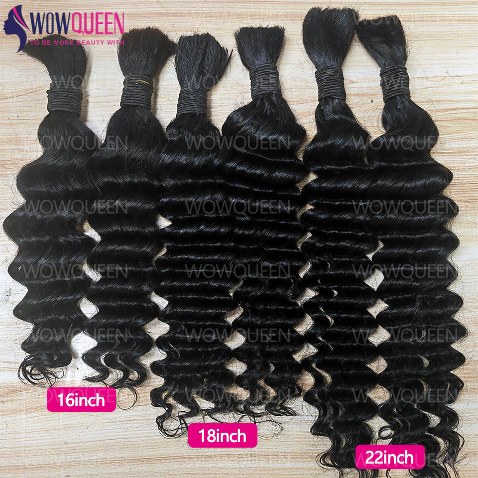 100% echt haar Diepe golf Boho-vlechten Echt haar Bulk 50g/100g Vlechthaar Weave Extensions Braziliaans krullend haar voor vlechten