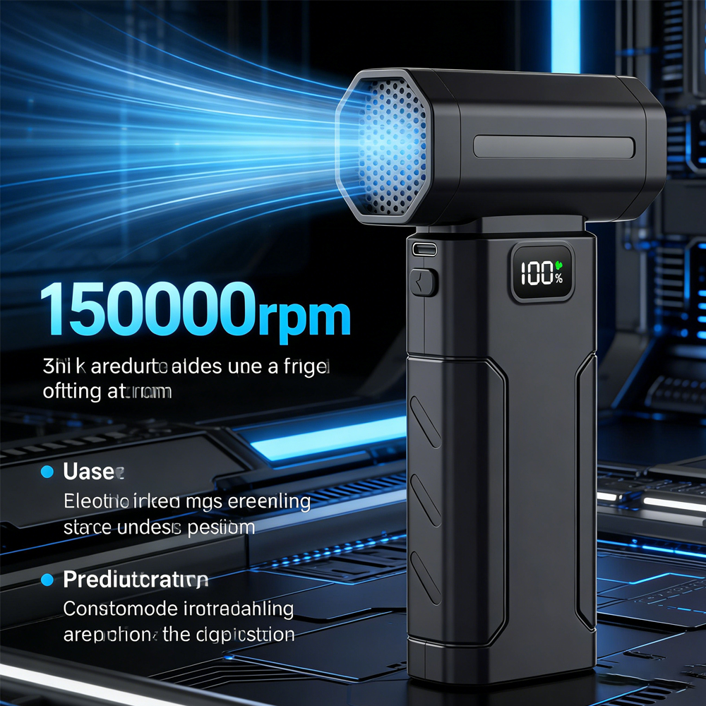 พัดลมเป่าลมแรง X8 Turbo Jet พร้อมไฟ 150000 รอบต่อนาที 5 ระดับความแรง เครื่องเป่าฝุ่นไฟฟ้า เครื่องดูดฝุ่นขนาดเล็ก พัดลมแรงสูง