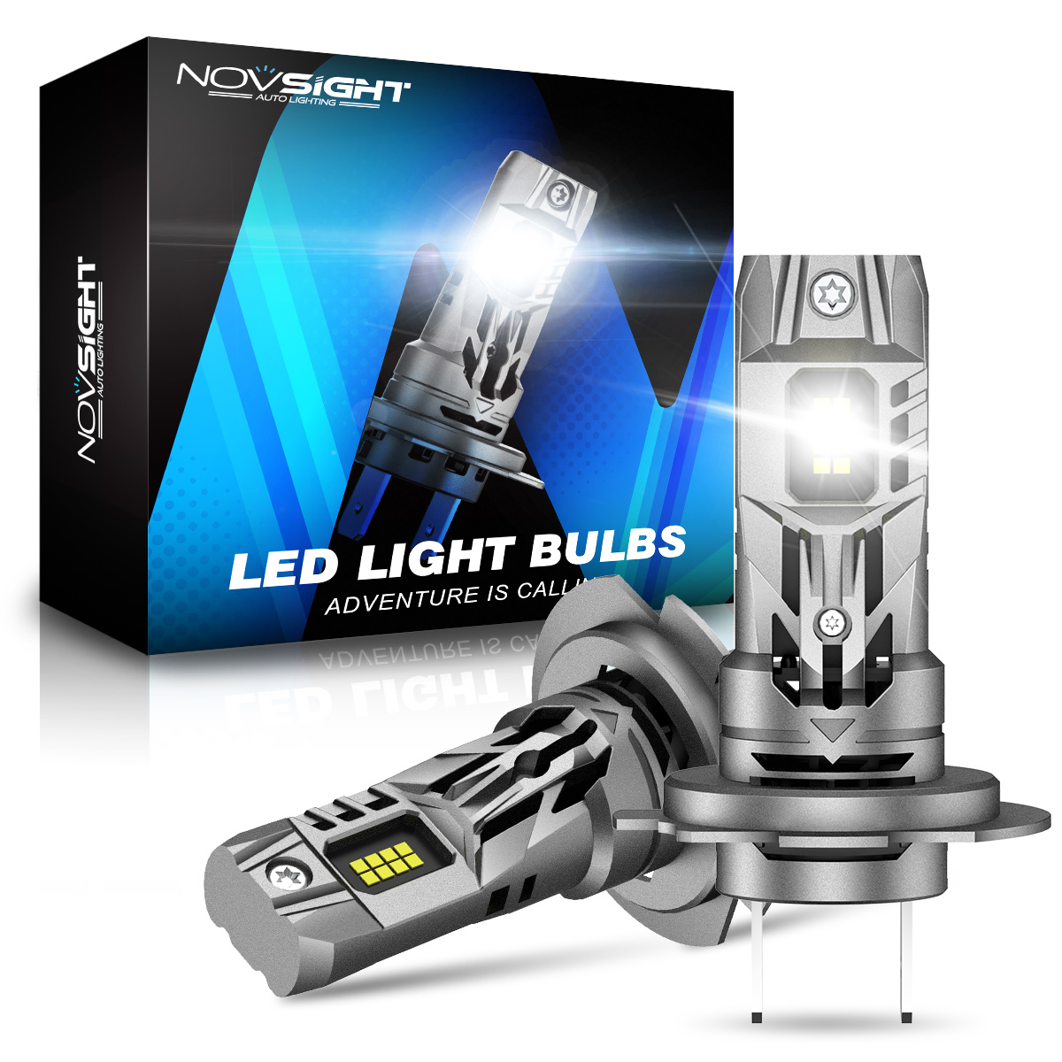 Novsight H7 Led-Koplampenkit Hoog/Dimlicht 16000lm Superhelder Autolicht 6500K Wit Miniformaat Automatische Koplamp