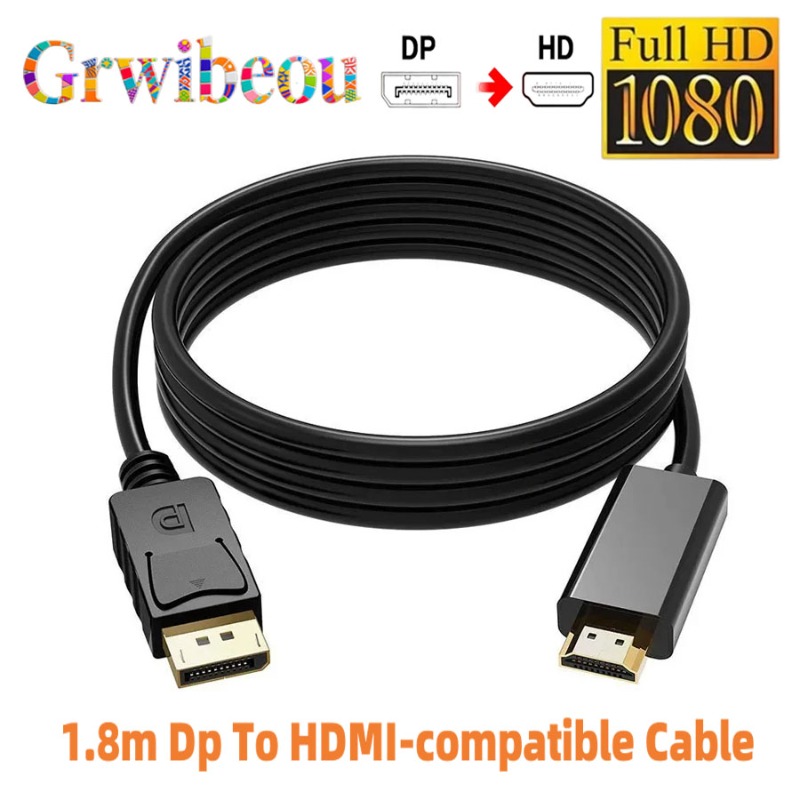สายเคเบิลแปลง Dp เป็น HDMI ยาว 1.8 เมตร รองรับความละเอียด 1080 HD สำหรับคอมพิวเตอร์ จอมอนิเตอร์ โปรเจคเตอร์ และแล็ปท็อป