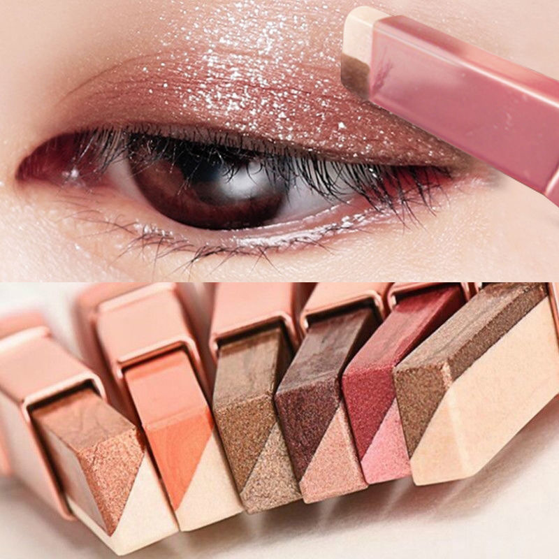 Sombra de ojos degradada de dos colores, palo tridimensional Natural sin quitar maquillaje
