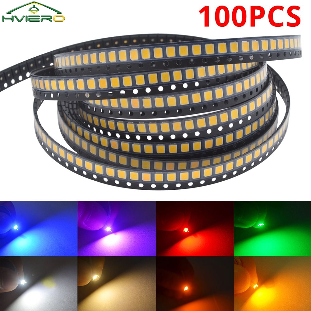 100 Uds SMT SMD 2835 lámpara LED cuenta 20-25lm blanco rojo azul verde amarillo cuentas Led Chip DC 1,8-3,6 V luces emisoras de diodos de iluminación