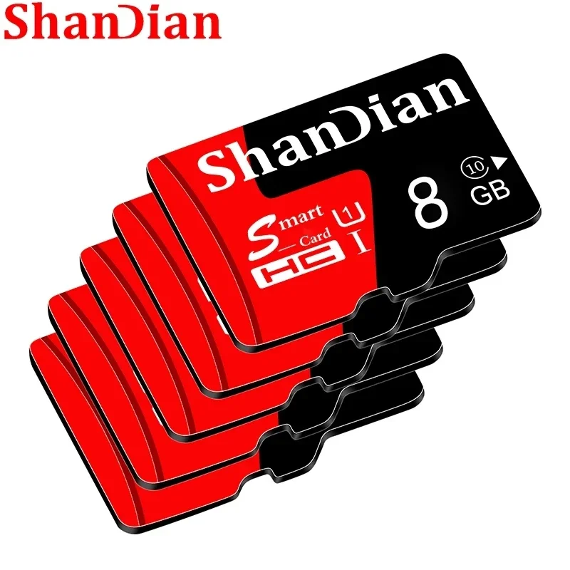SHANDIAN Mini SD-карта 4 ГБ, 8 ГБ, 16 ГБ, класс 6, реальная емкость, 32 ГБ, SD-карта, высокоскоростная смарт-карта SD TF, красная, подходит для камеры