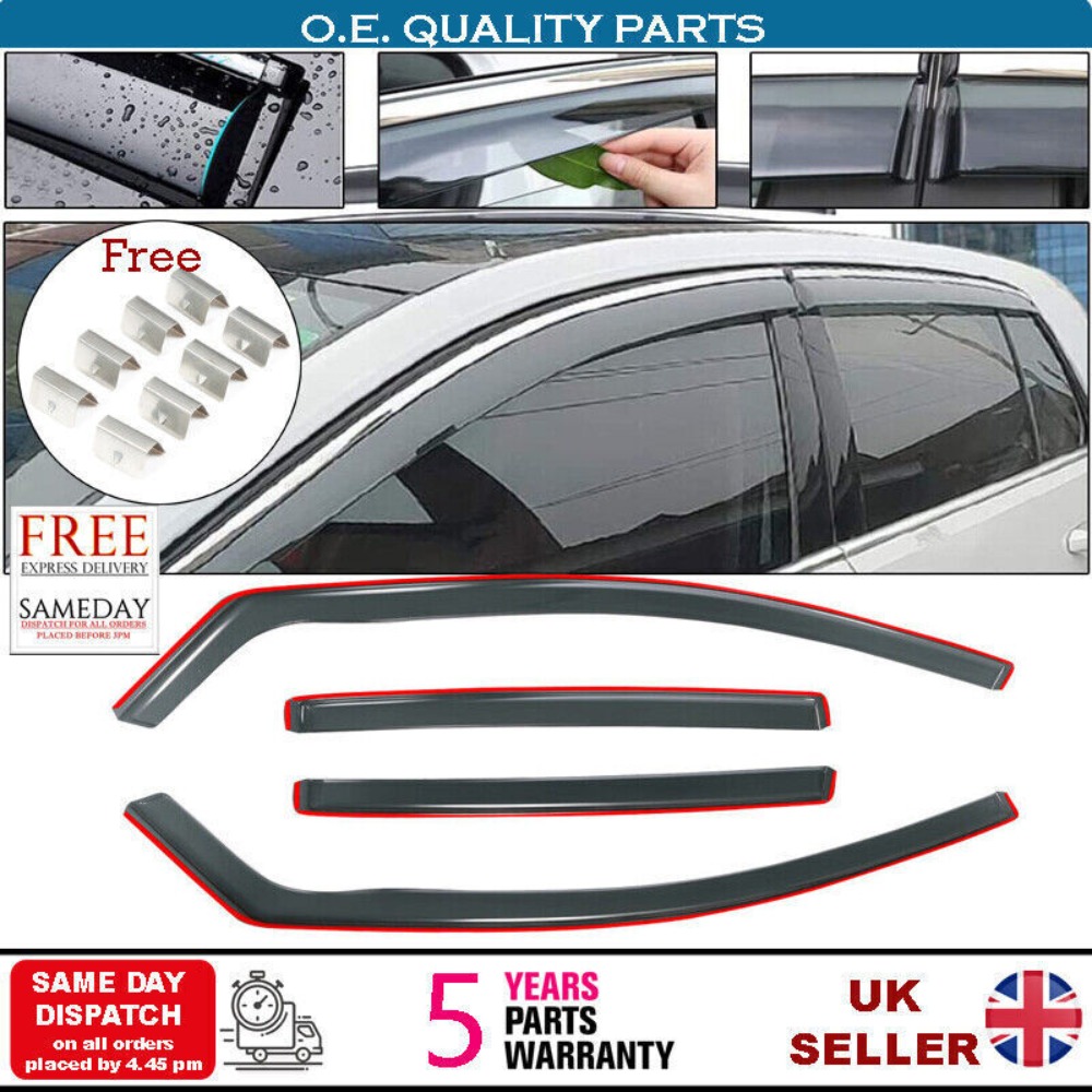 4 Stuks Winddeflectors & Clips Voor Volkswagen Vw Golf Mk 7 5 Deurs Hatchback 2012 Aan
