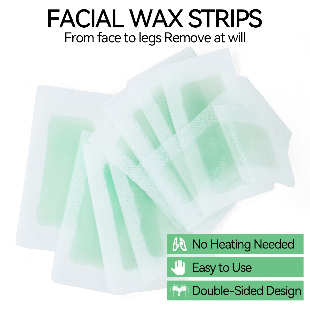 Disposable Aloe Hair Removal Wax Strips, Quick Peel-off Facial Wax Papers, Mild Low Irritation Formula, Painless Instant Hair Re
