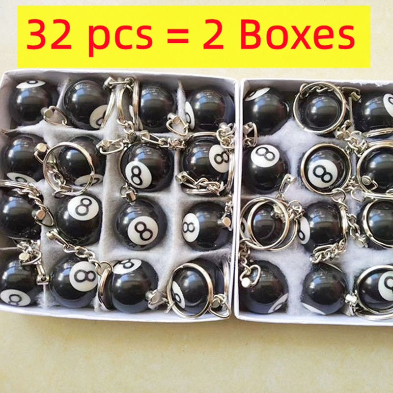 32 buah gantungan kunci biliar, Gantungan Kunci meja bola Snooker, hadiah No 8 gantungan kunci 25mm
