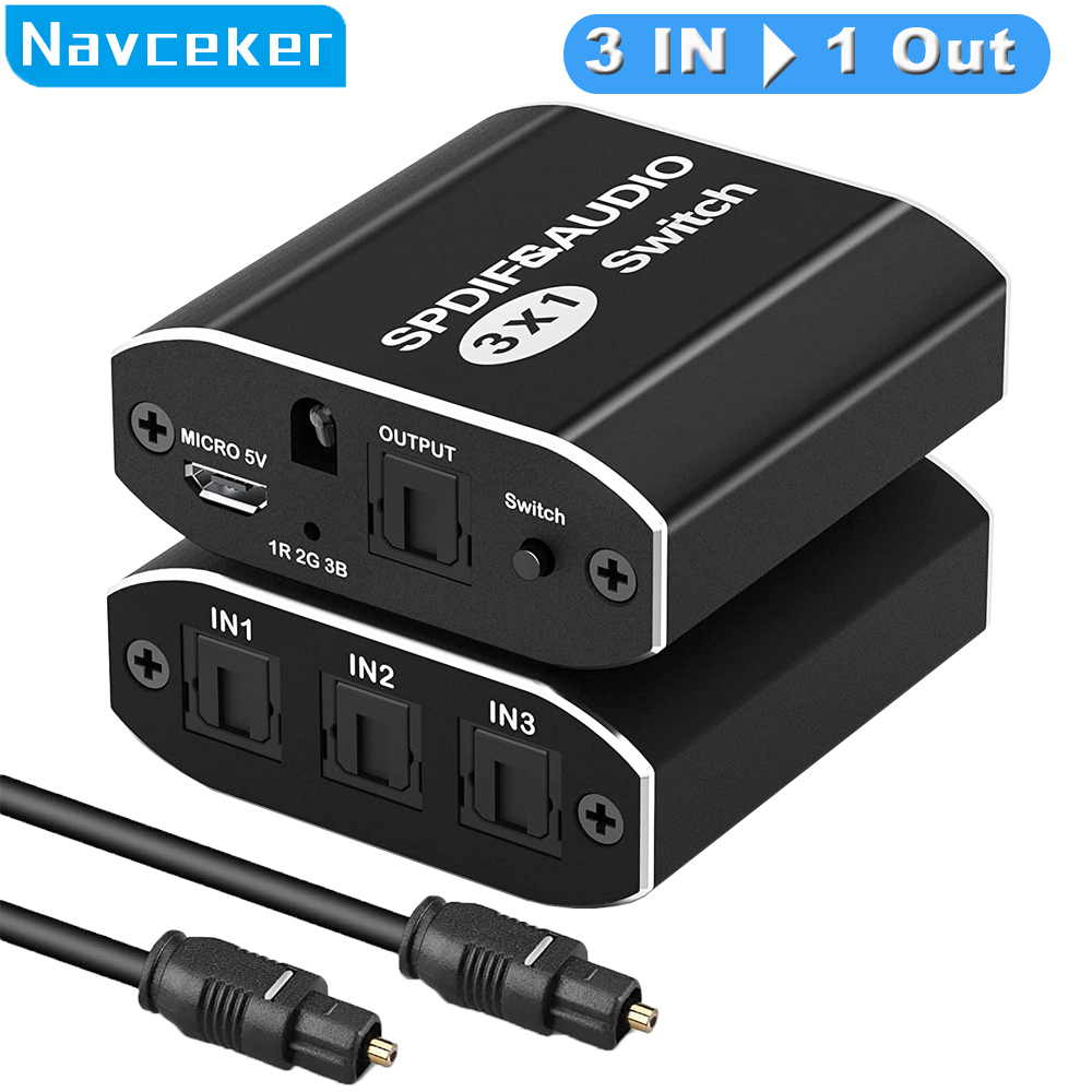 Digital SPDIF Optik Audio Splitter Beralih Toslink Splitter Switcher Adaptor 1X3 Optik Splitter 1 In 3 Keluar Mendukung DTS AC3