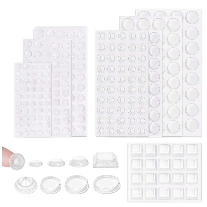 100 Stück Schranktür-Stoßstangen, stark, selbstklebend, durchsichtige Pads, weiche Silikon-Türstopper, stumm, Dämpfer, Puffer, Möbel, Punkte, Kissen