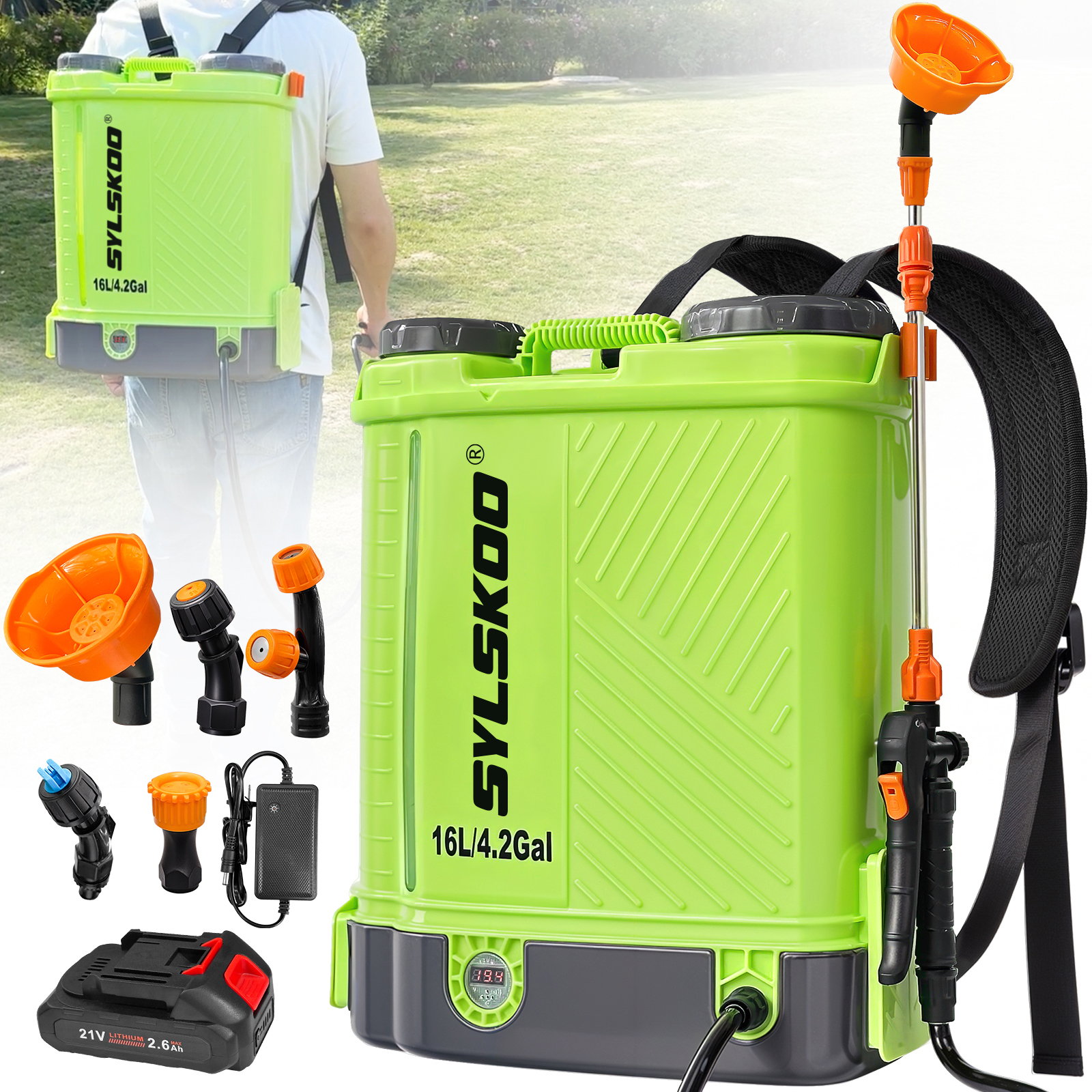 4,2 gallon onkruidsproeier, 100 PSI elektrische graden sproeier werkt met Makita 18V batterij, sproeiers tuin 16 liter