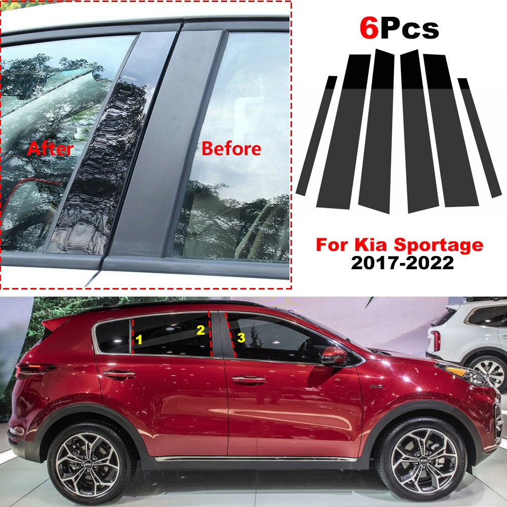 6Pcs montanti per montanti per Auto adesivi per porte e finestre per Kia Sportage 2017 2018 2019 2020 2021 2022 BC colonna Sticke accessori Auto