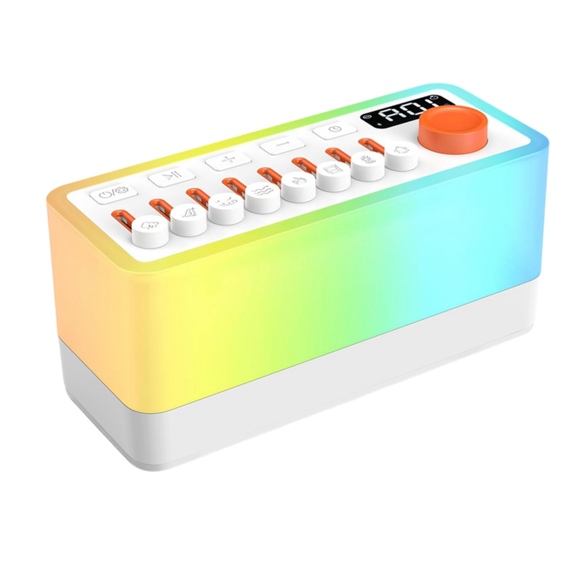 BABQ White Noise Sleep Sound Machine z 8 dźwiękami przyrody, przenośny głośnik Bluetooth, 12 kolorowych lamp nocnych