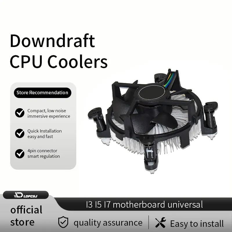 LDPCSJ With 90mm CPU Fan Aluminum Heatsink for Intel E97379-003 Core i3/i5/i7 Socket LGA1150/1155/1156 4Pin Quiet Heat Sink
