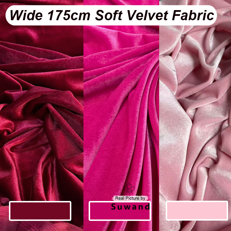 Lebar 175cm Kain Beludru Merah Muda Burgundy Merah Fuchsia Lembut untuk Latar Belakang Dekorasi Pesta Pernikahan Tirai DIY Maritel Gambar Asli