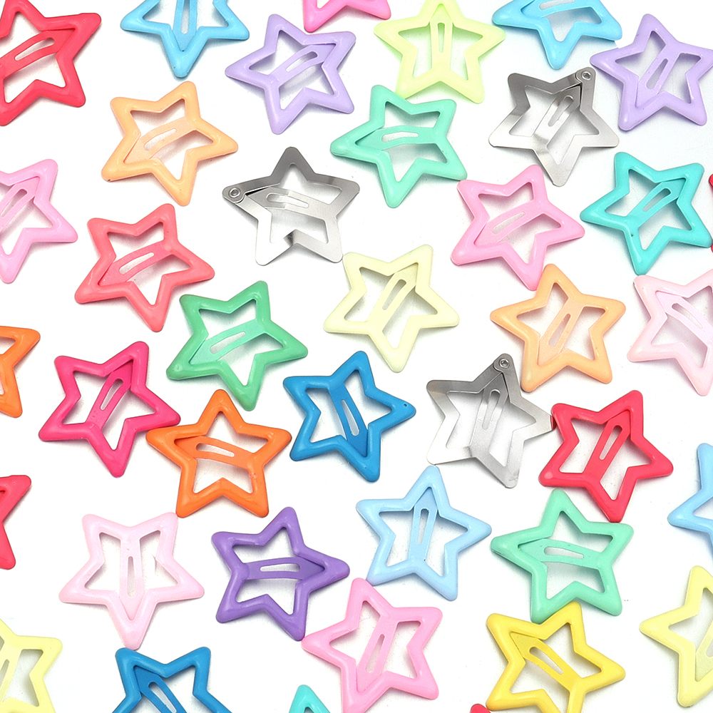 50 pz/lotto Fermagli per capelli Y2K a stella, fermagli a scatto in metallo colorato a forma di pentagramma, barrette per fai da te, accessori per capelli da ragazza