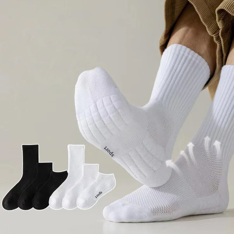 Calcetines deportivos transpirables y absorbentes del sudor con parte inferior gruesa para hombre con cojín inferior para correr calcetines deportivos profesionales para hombre