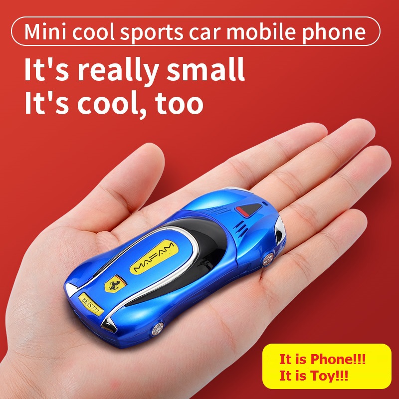 Mini Hình Dáng Xe Ô Tô Trẻ Em Di Động Điện Thoại Giá Rẻ Vỏ Kim Loại Chắc Chắn Chắc Chắn Hỗ Trợ Hai Sim Thoáng Mát Nga Chìa Khóa Đồ Chơi điện Thoại Di Động
