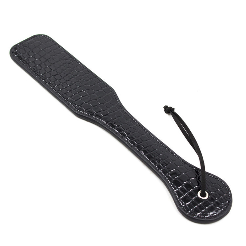 Paleta de cuero brillante negro de 32cm, cultivos para montar, látigos, picos, 5,7 cm de ancho, paleta para azotar, espolones para montar