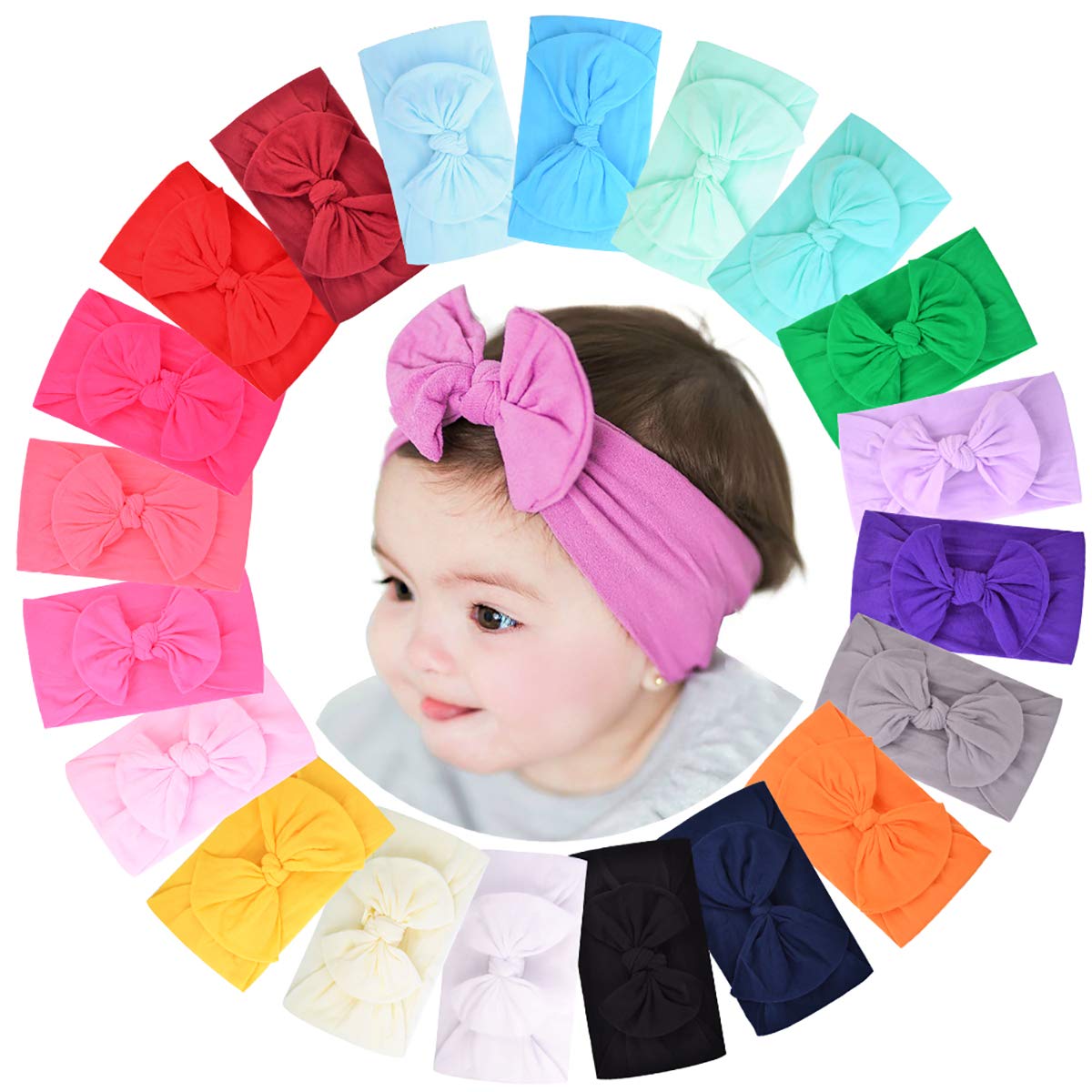 1 pièces nouveau-né bébé bandeau pour filles élastique tricot enfants Turban arcs doux en Nylon enfants chapeaux cheveux accessoires en gros cadeau