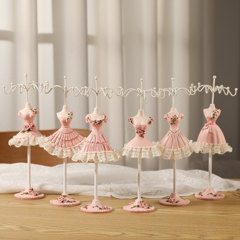 Rak Organizer Model Gaun Rak Display Perhiasan Putri Mewah Kalung Manekin Display Stand Renda Bunga
