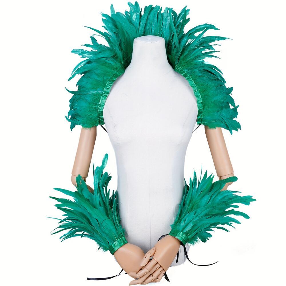 Elegante Rode Veren Damessjaal voor Halloween Punk Cosplay Party Y2K Designer Stijl Carnaval Gemaskerde Bal Meisjesaccessoire