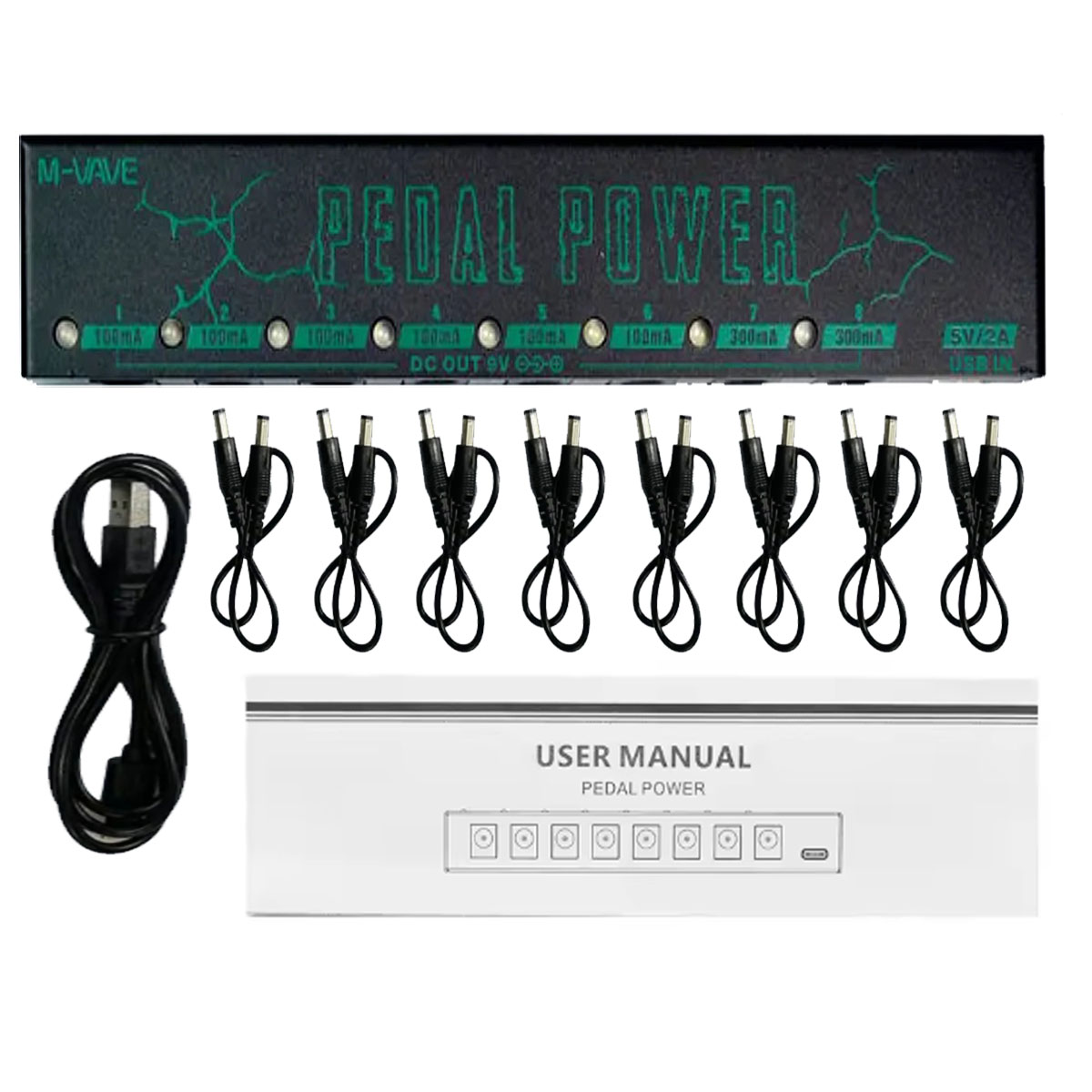 Fuente de alimentación para Pedal de guitarra M-VAVE PEDAL POWER, 8 fuentes de alimentación para Pedales aisladas, aleación de aluminio, salida CC, Pedal de efecto de 9V