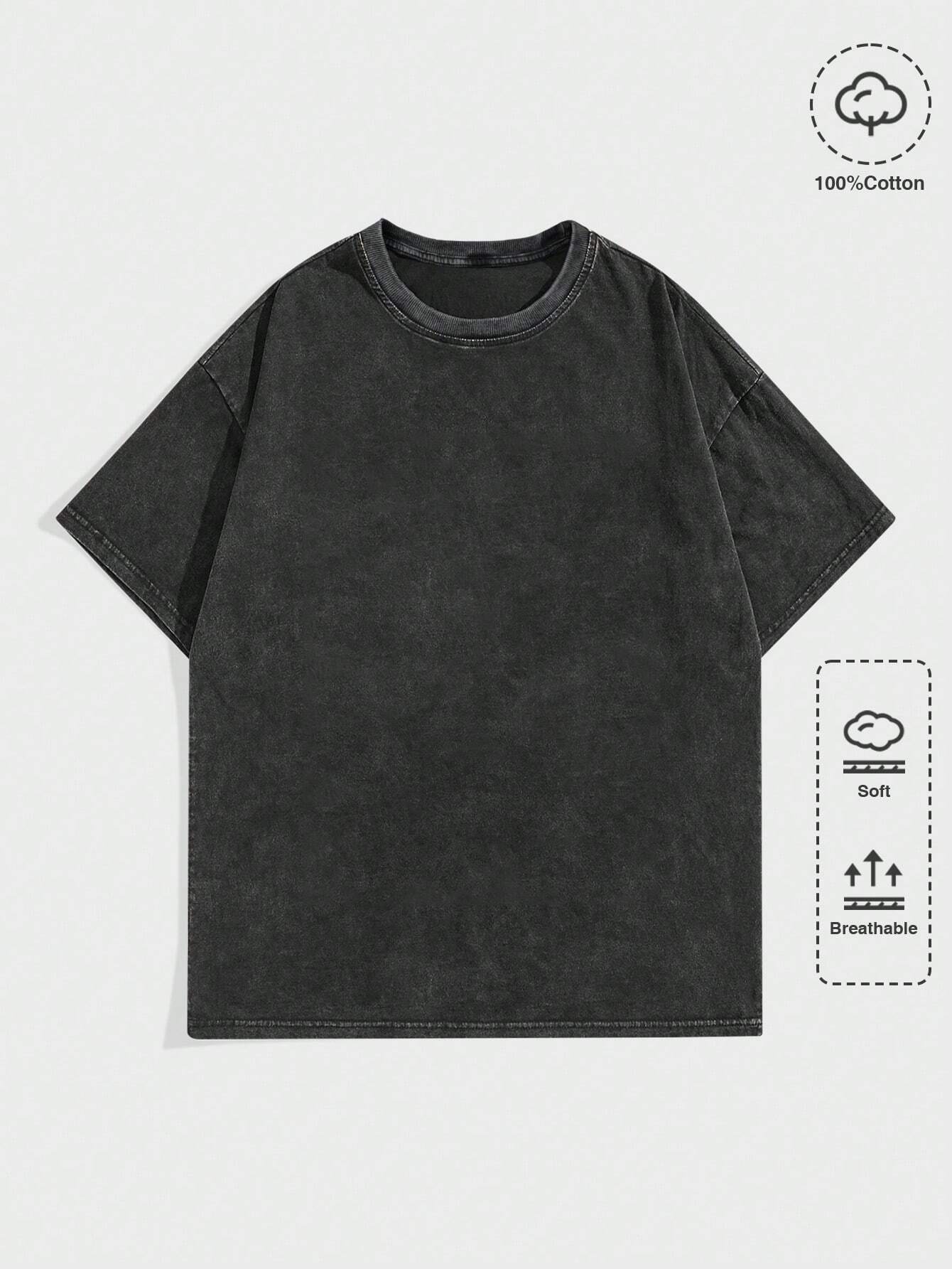 Men's Oversized Round Neck Short Sleeve T-Shirt, Soft Cotton, Casual Streetwear Style