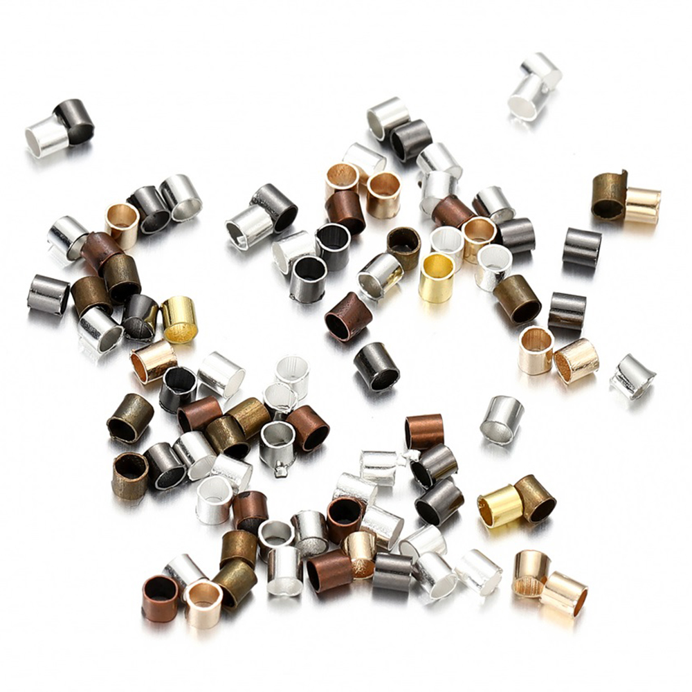 Cuentas de crimpado de tubo redondo de aleación, 500 piezas, 1,5-2,5mm, tope final, espaciador, accesorios para fabricación de joyas DIY, suministros