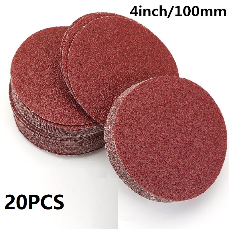 20pcs 특수 사포 디스크 4 인치 100mm 40-2000Grit 라운드 연마 레드 브라운 샌드페이퍼 세트 연마 도구 액세서리 세트