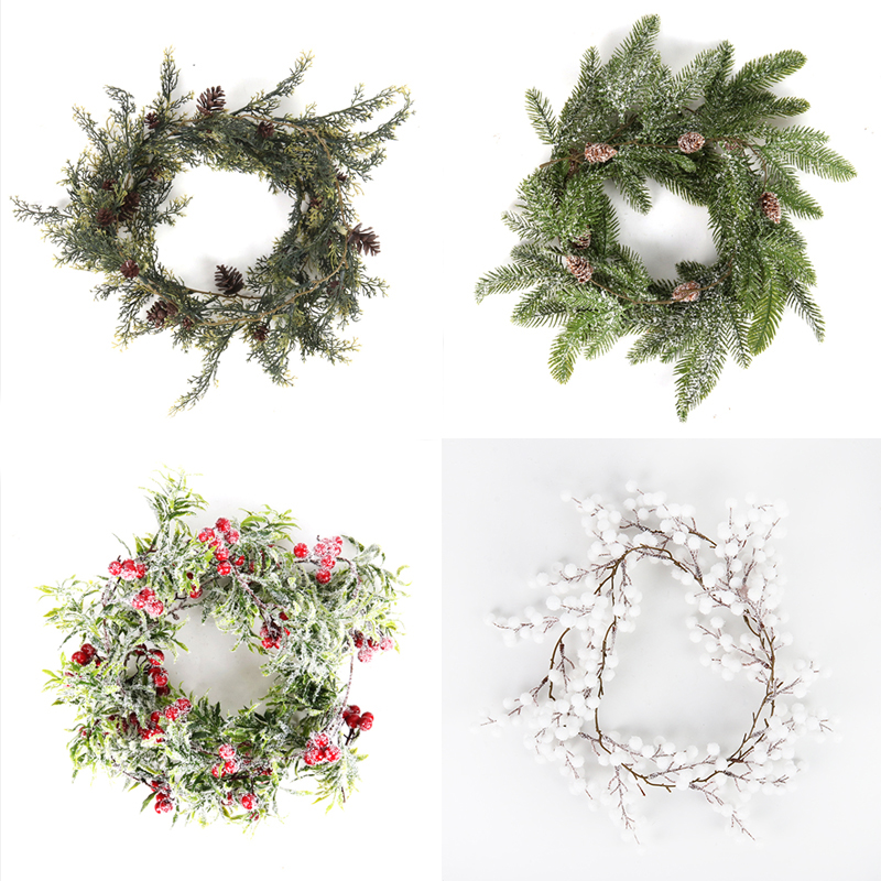 Grinalda de natal artificial pinha videira pendurado floral folhagem guirlanda decorações de natal para casa navidad ornamentos de natal