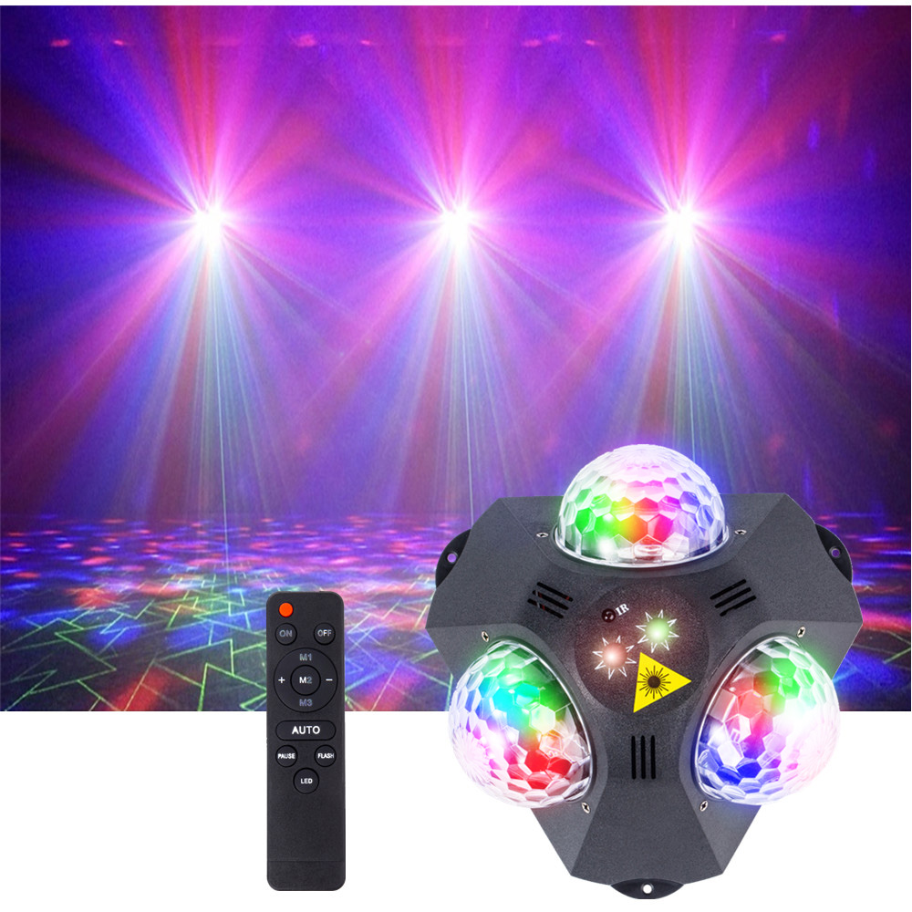 Lumière de fête Disco boule lumière projecteur Laser lumière 5 en 1 DJ scène lumière stroboscopique noël mariage maison Club décoration